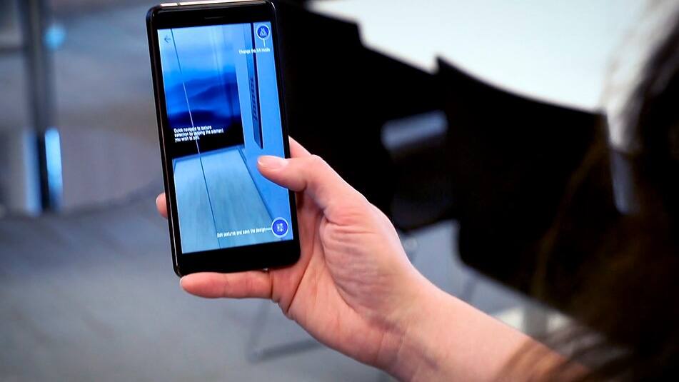 AR and VR functionalities enhance the design experience on the KONE Car Designer mobile app.